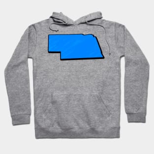 Bright Blue Nebraska Outline Hoodie